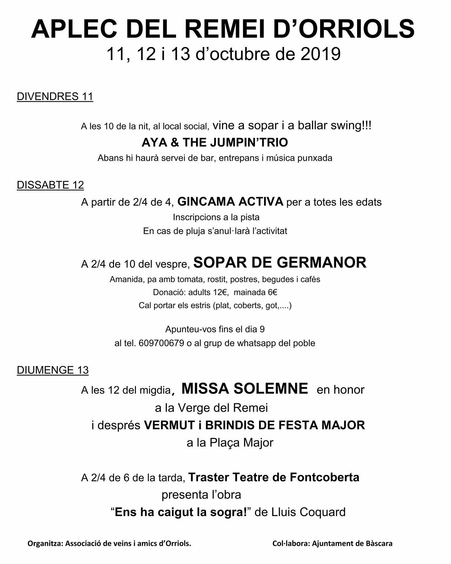 Festa i Aplec del Remei a Orriols (Bàscara)