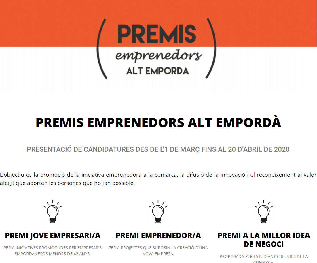 Convocada la dotzena edició dels Premis Emprenedors de l’Alt Empordà
