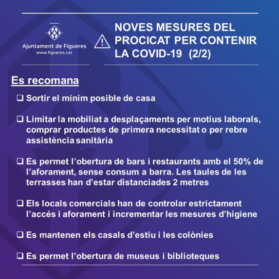 Figueres aplica les mesures per contenir la COVID-19 aprovades pel PROCICAT