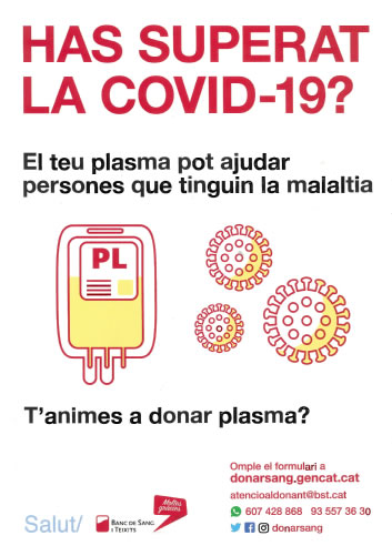 Es  busca a la comarca de l’Alt Empordà persones que hagin patit la Covid-19 per donar plasma per als malalts
