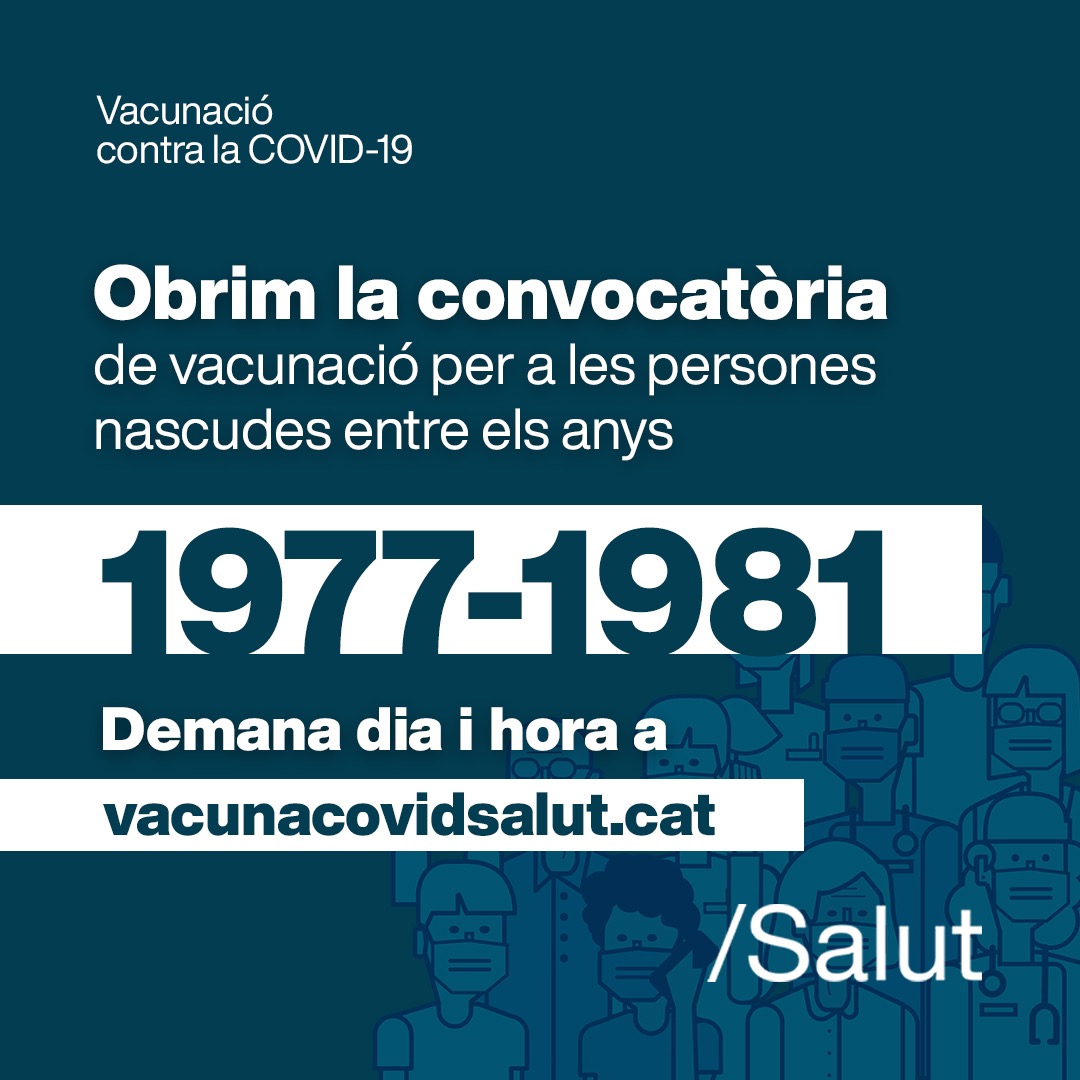 Oberta la vacunació per a persones nascudes entre els anys 1977 i 1981