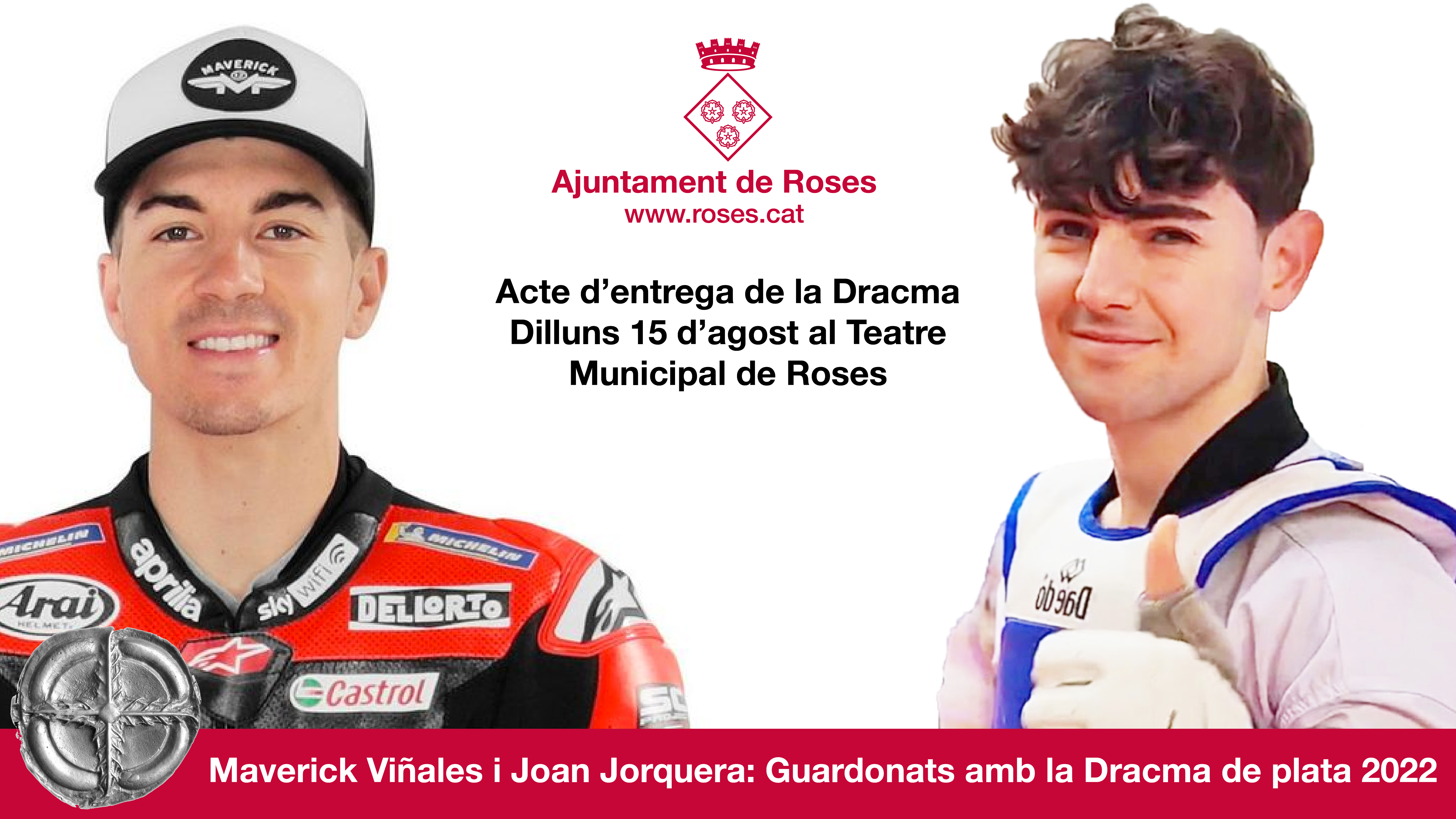 Els esportistes Maverick Viñales i Joan Jorquera, Dracma de Plata de Roses 2022