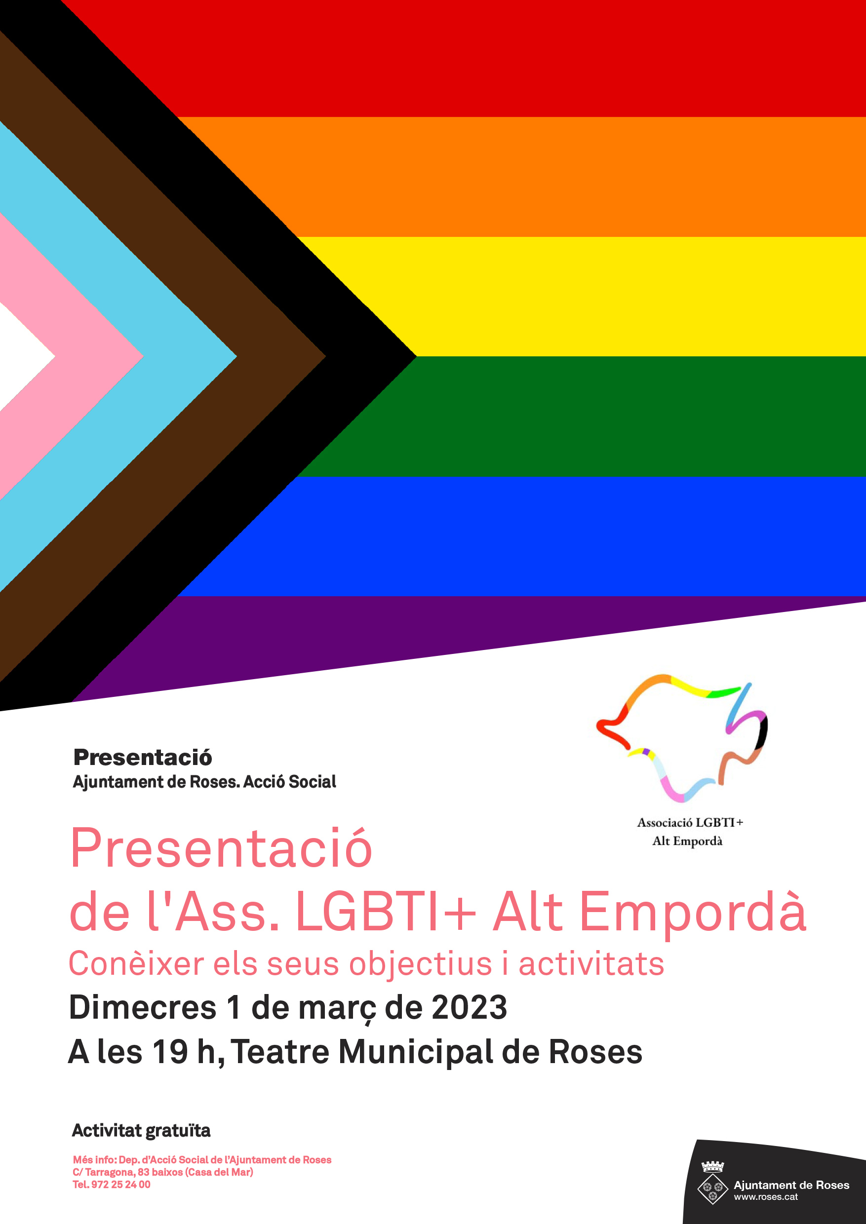 L’Associació LGTBI+ Alt Empordà es presenta a Roses en un acte al Teatre Municipal el proper 1 de març