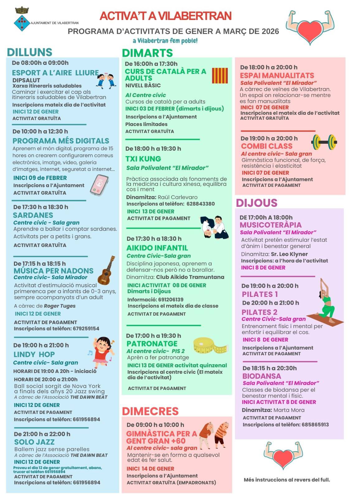 Vilabertran presenta el programa “Activa’t a Vilabertran” amb activitats per a totes les edats de gener a març de 2026