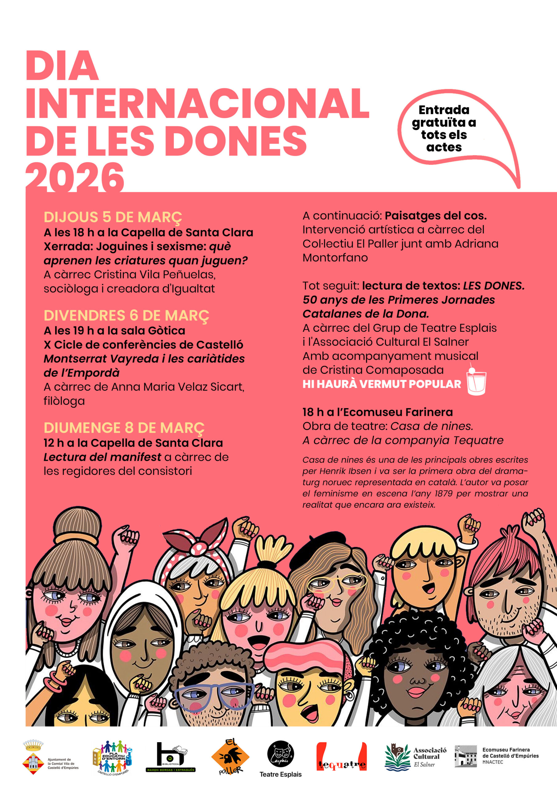 Castelló d’Empúries commemora el Dia Internacional de les Dones 2026 amb una programació cultural, educativa i reivindicativa