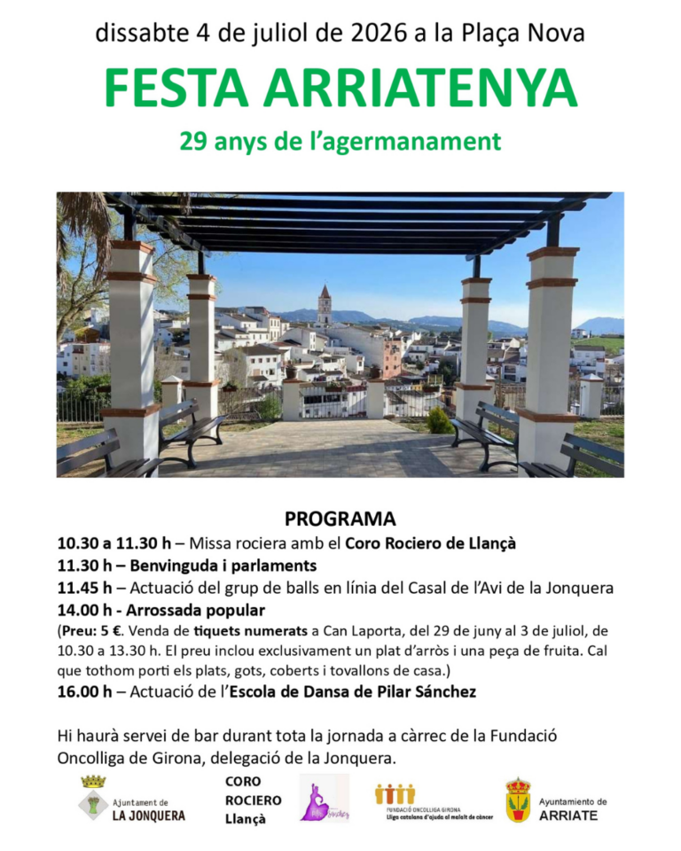 La Jonquera celebrarà la 29a Festa Arriatenya el 4 de juliol amb missa, cultura i un arròs popular