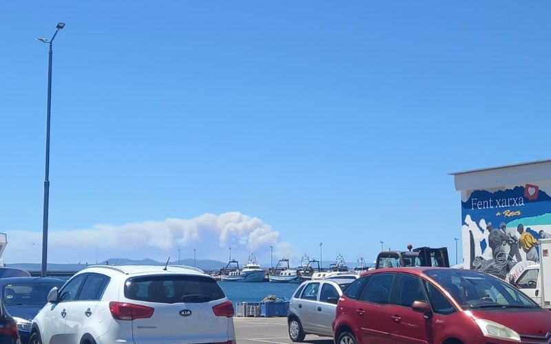 La columna de fum de l’incendi del Baix Empordà és visible des de diversos punts de l’Alt Empordà