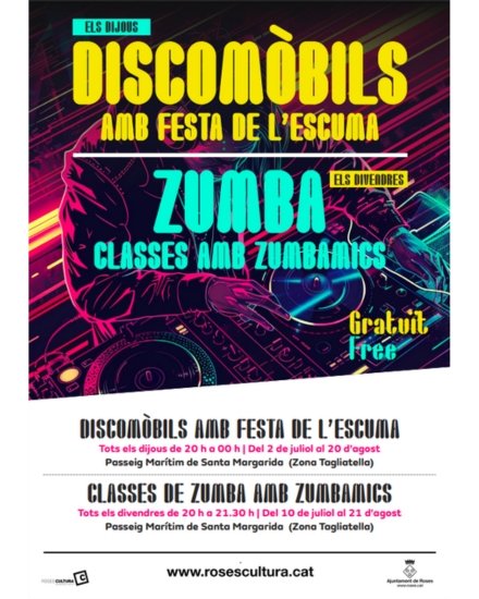 Discomòbils, Festa de l’escuma i Zumba a Roses