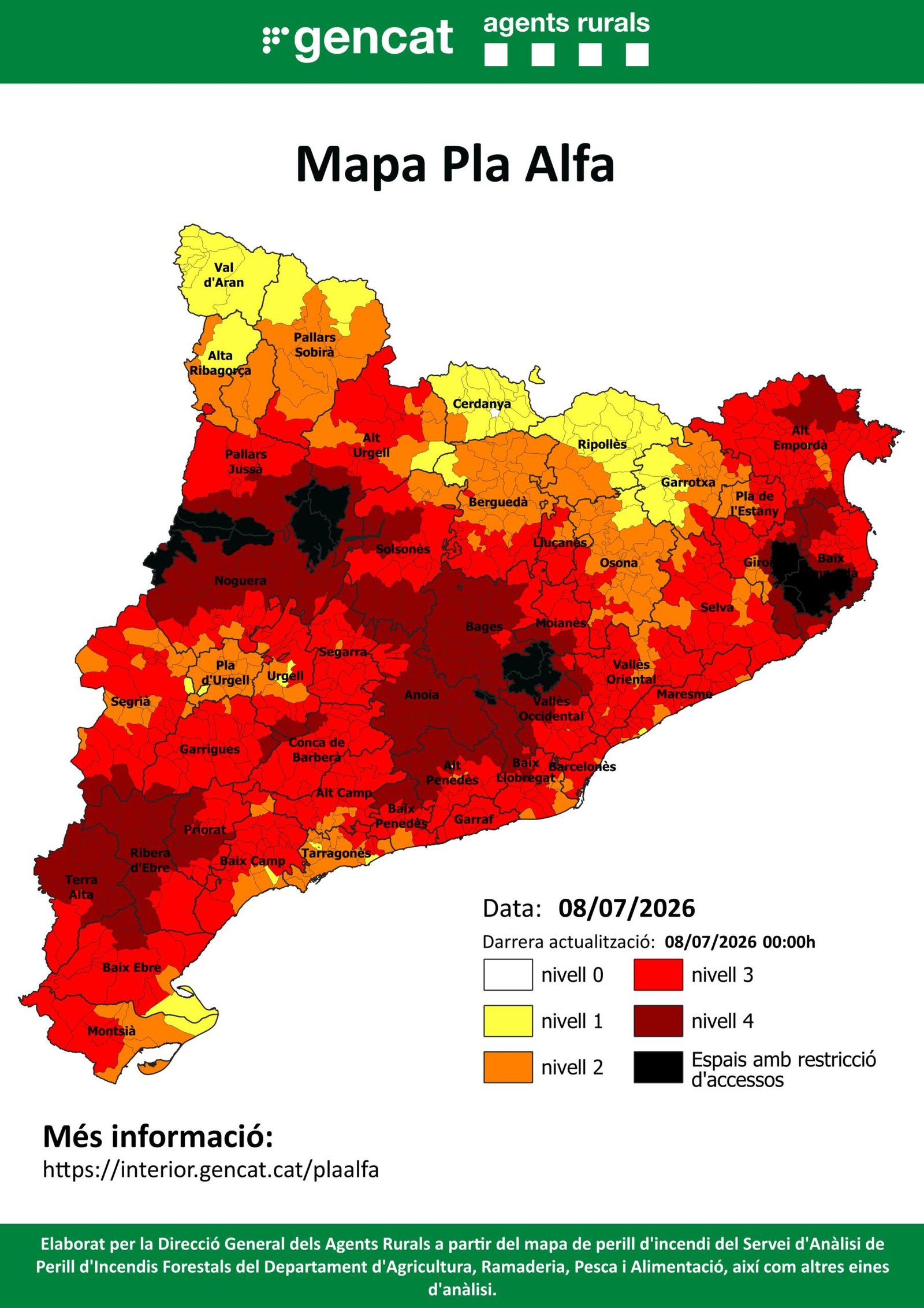 L’Alt Empordà, en alerta màxima: tots els municipis sota el Pla Alfa pel risc extrem d’incendi