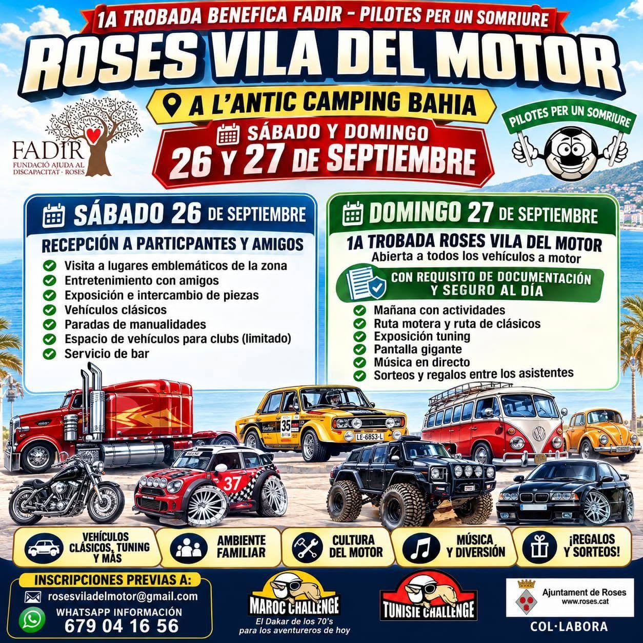 Roses acollirà la primera Trobada Benèfica FADIR – Roses Vila del Motor els dies 26 i 27 de setembre