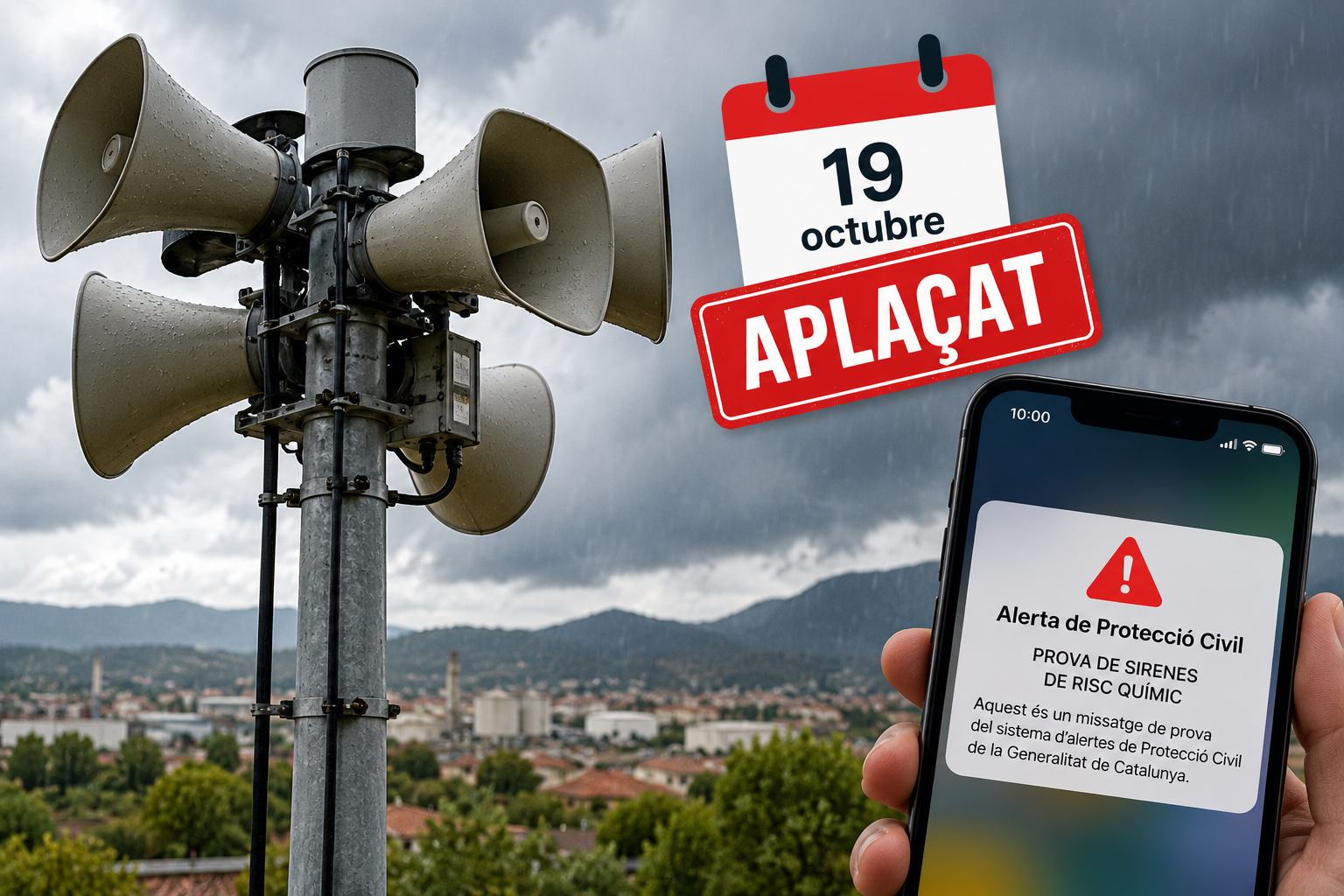 Protecció Civil ajorna el simulacre de les sirenes de risc químic a Catalunya per les pluges