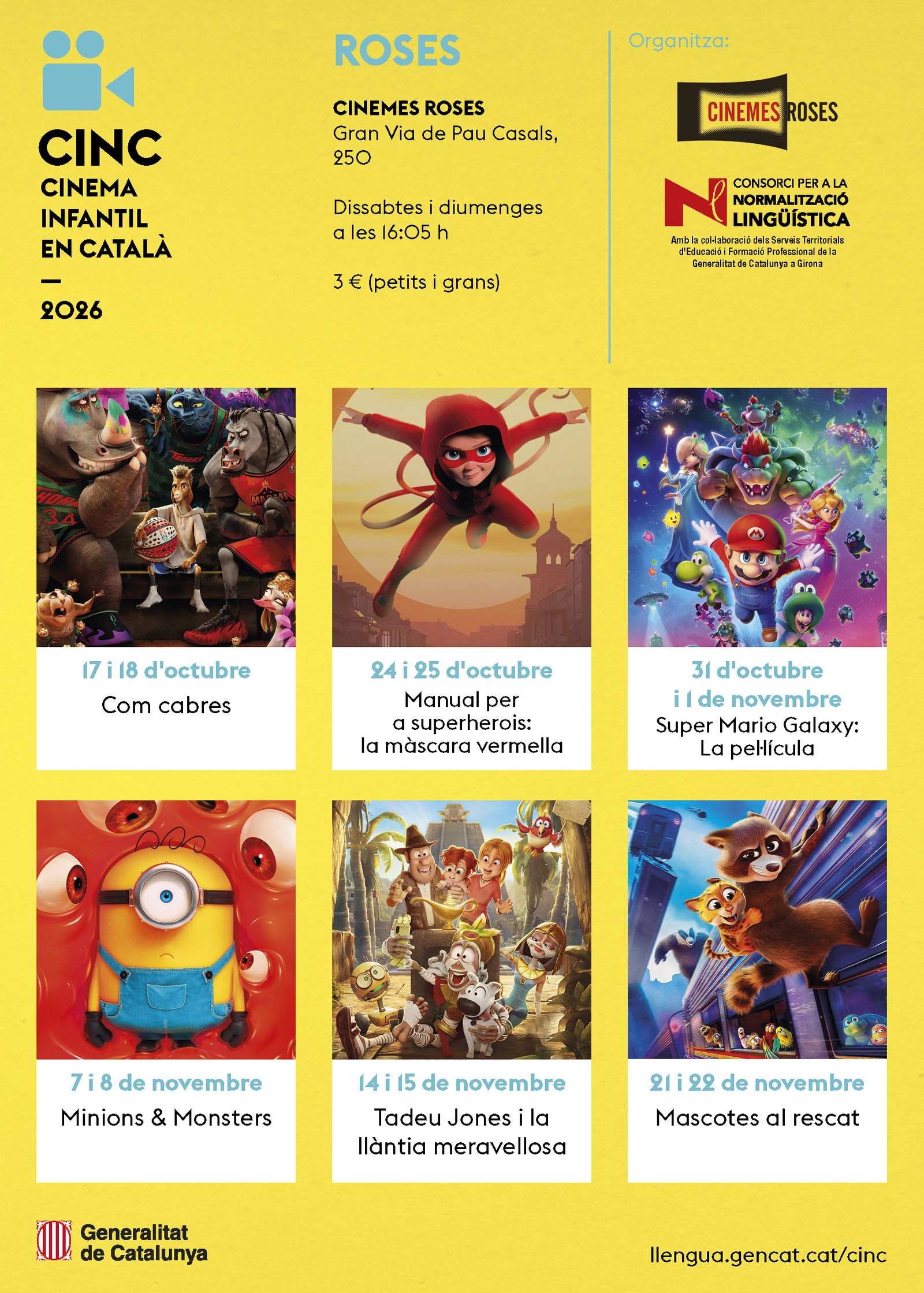 El Cinema Infantil en Català (CINC) torna aquesta tardor als Cinemes Roses